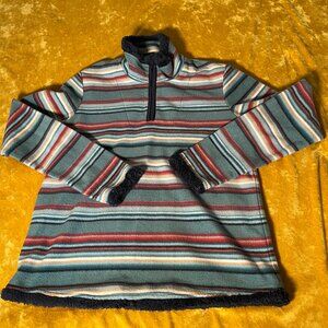 Bit & Bridle Women’s Small Pullover 1/4 Zip Multi Color Stripe Fleece Jacket